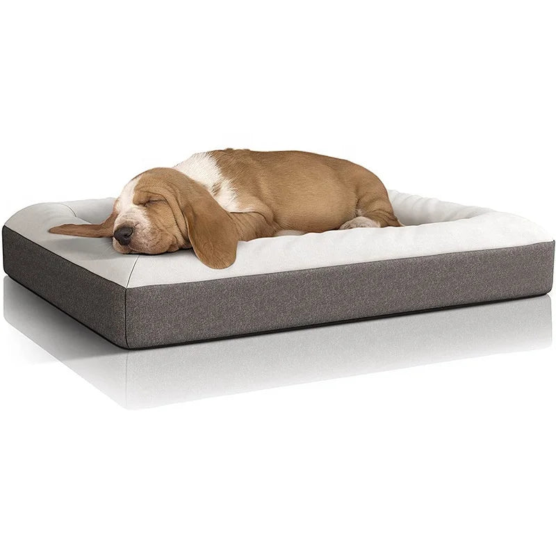 Customizable Supportive Foam Pet Couch Bed with Removable Washable Cover Waterproof Lining and Nonskid Bottom