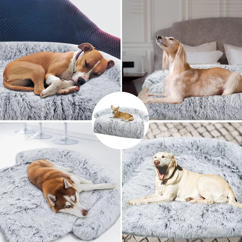 OTAUTAU Removable Plush Pet Dog Bed Sofa for Large Dogs House Mat Kennel Winter Warm Cat Bed Washable Dog Cushion Blanket Sofa