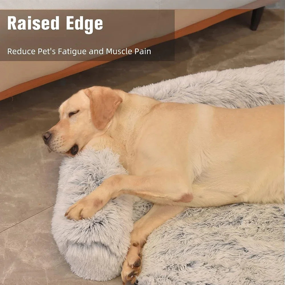 OTAUTAU Removable Plush Pet Dog Bed Sofa for Large Dogs House Mat Kennel Winter Warm Cat Bed Washable Dog Cushion Blanket Sofa