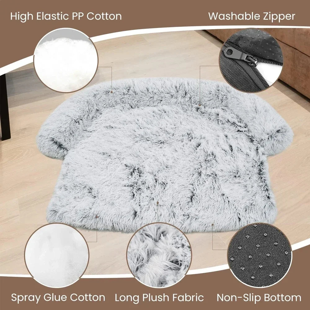 OTAUTAU Removable Plush Pet Dog Bed Sofa for Large Dogs House Mat Kennel Winter Warm Cat Bed Washable Dog Cushion Blanket Sofa