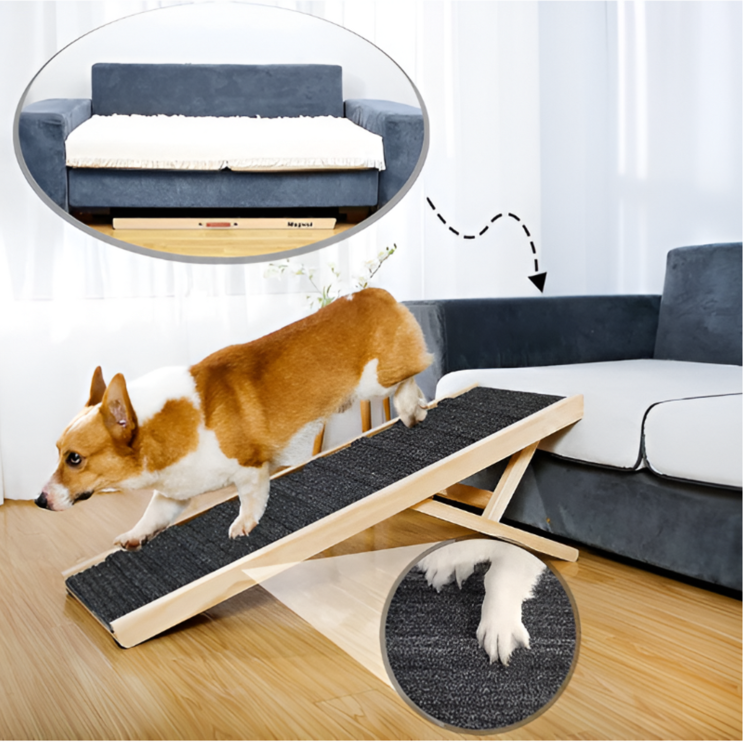 Adjustable 4-Level Wooden Dog Ramp