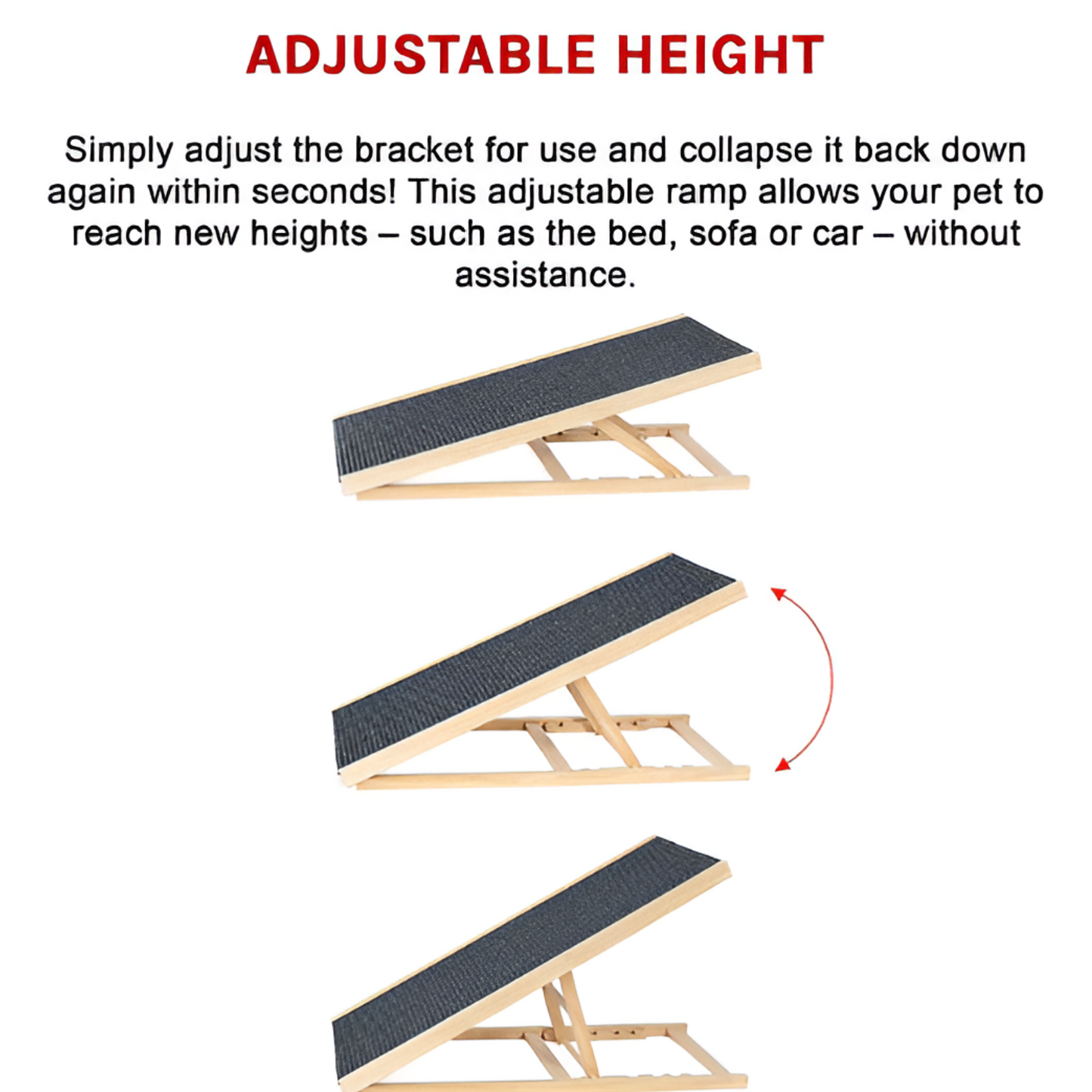 Adjustable 4-Level Wooden Dog Ramp