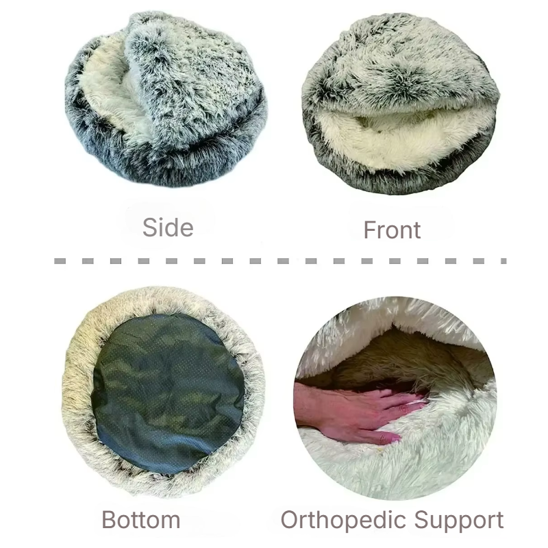 Ultra-Soft Plush Round Bed for Cats & Small Dogs