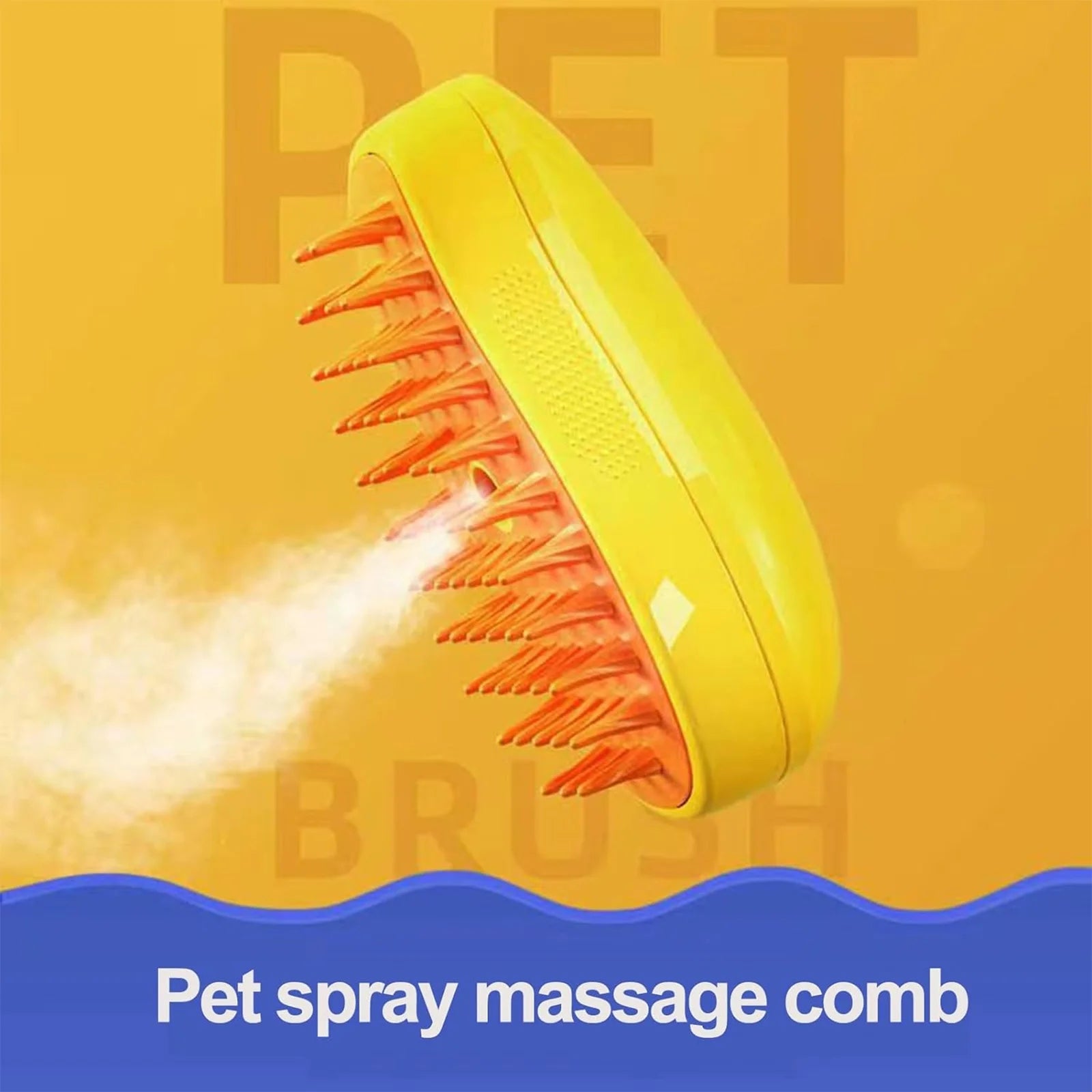 Steamy Cat Brush 3 in 1 Spray Cat Brush Self Cleaning Cat Steamy Brush, Cat Steamy Brush for Massage, Cat Grooming Brush for Removing Tangled and Loose Hair - Yellow