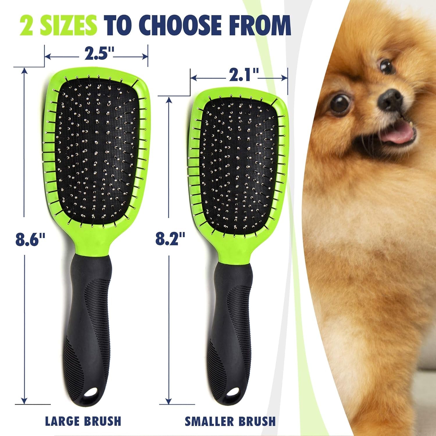 Dog & Cat Brush & Comb Pet Grooming Set - Double Side (Large) - Ultimate Deshedding Tool - Lice and Flea Removing - Perfect Groomer'S Tools - Strong Grip and Soft Bristles