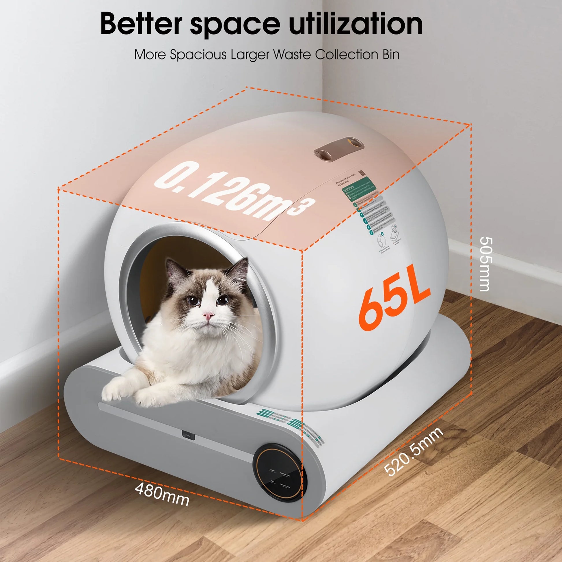 Self Cleaning Litter Box, Automatic Cat Litter Box with App Control Support, Integrated Safety Protection Smart Auto Cat Litter Box with Liner