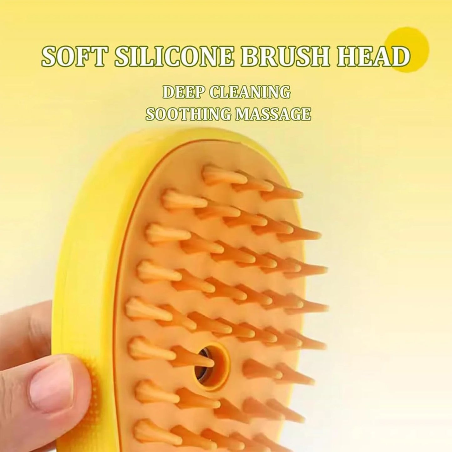 Steamy Cat Brush 3 in 1 Spray Cat Brush Self Cleaning Cat Steamy Brush, Cat Steamy Brush for Massage, Cat Grooming Brush for Removing Tangled and Loose Hair - Yellow