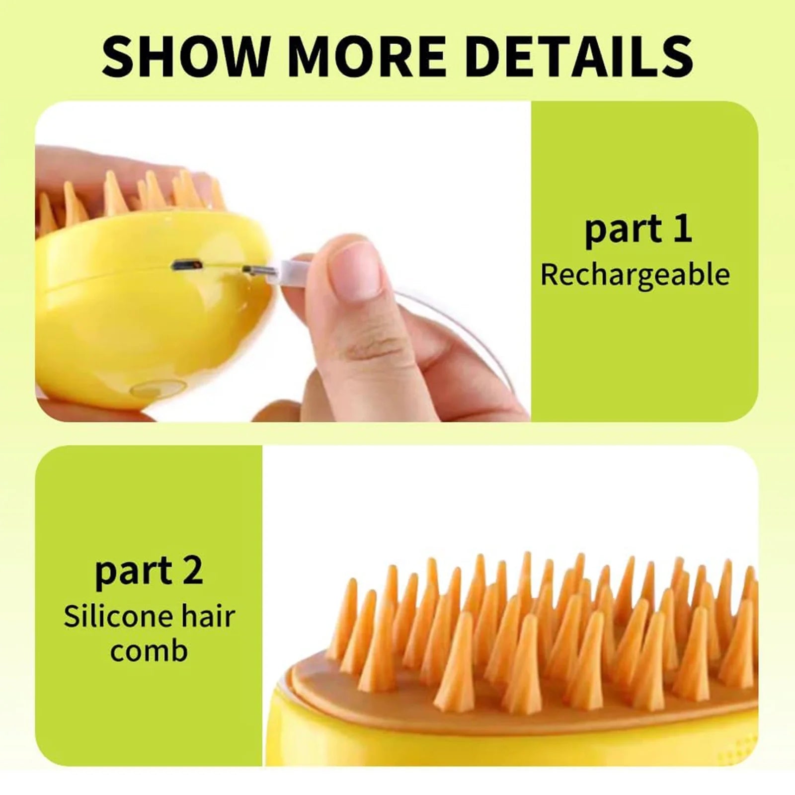 Steamy Cat Brush 3 in 1 Spray Cat Brush Self Cleaning Cat Steamy Brush, Cat Steamy Brush for Massage, Cat Grooming Brush for Removing Tangled and Loose Hair - Yellow