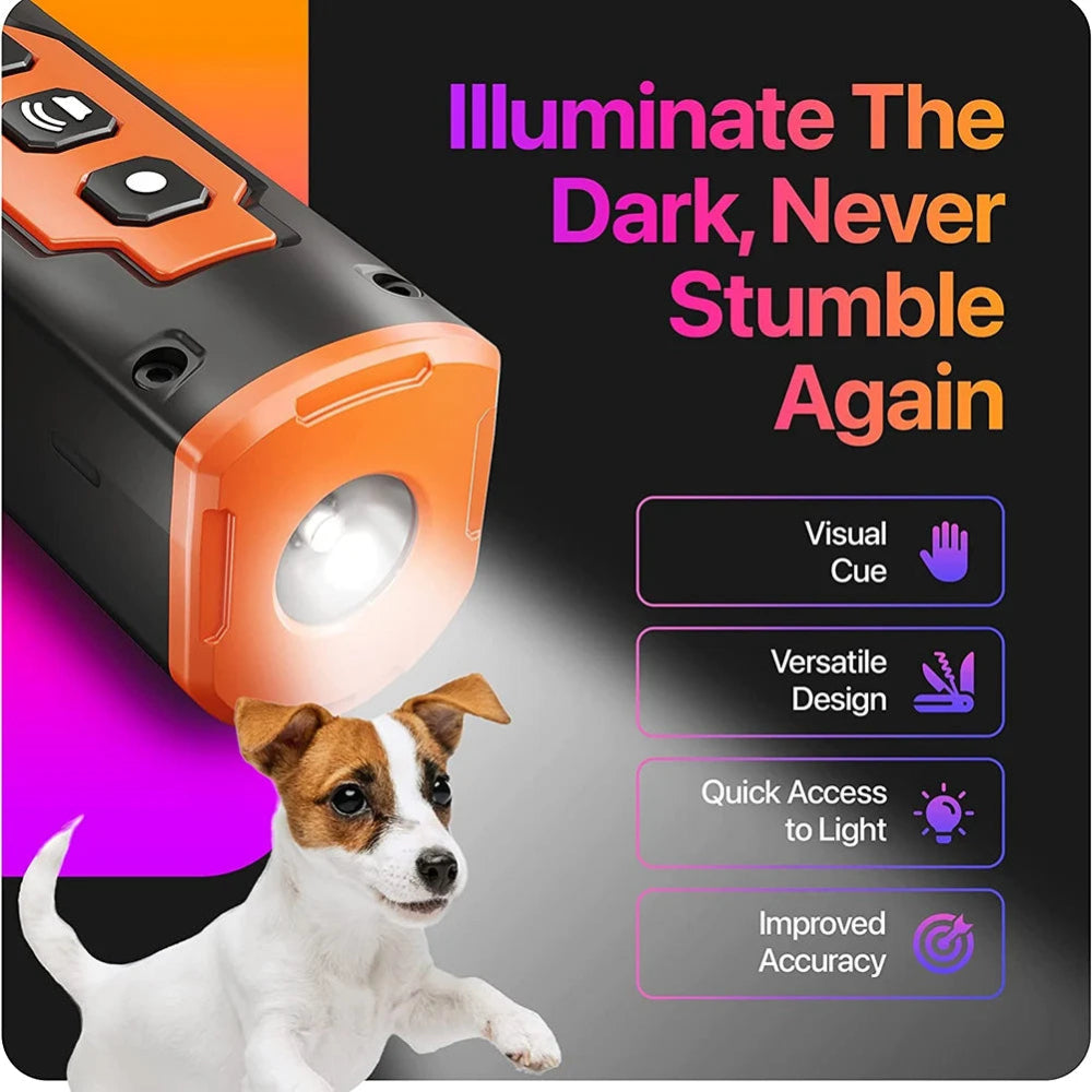 Ad04-Popular Pet Dog Repeller Ultrasonic Dog Training Device Rechargeable anti Dog Bark Deterrent Device with LED Flashlight(Ora