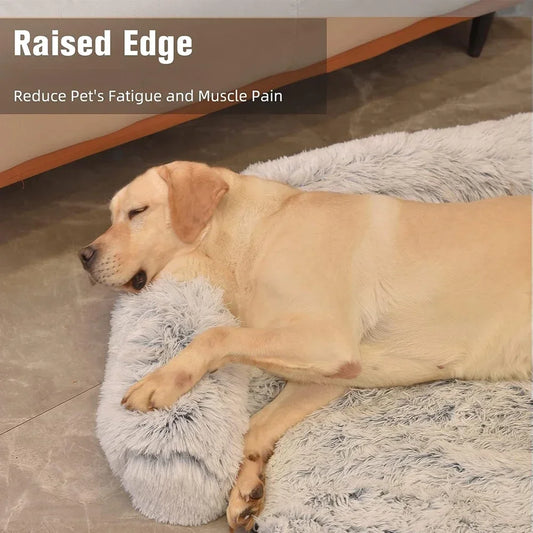 OTAUTAU Removable Plush Pet Dog Bed Sofa for Large Dogs House Mat Kennel Winter Warm Cat Bed Washable Dog Cushion Blanket Sofa