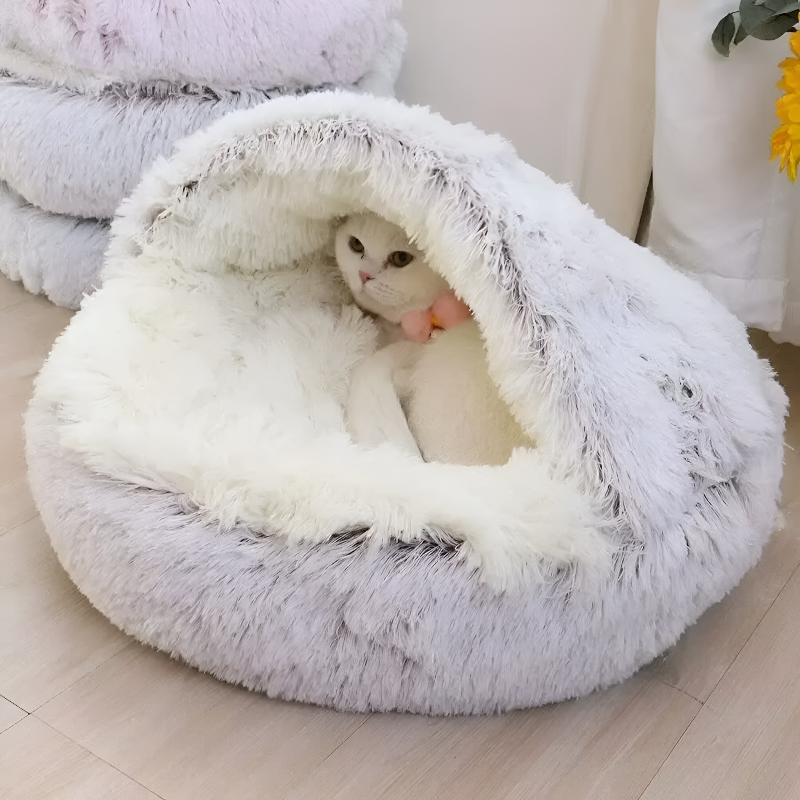 Ultra-Soft Plush Round Bed for Cats & Small Dogs