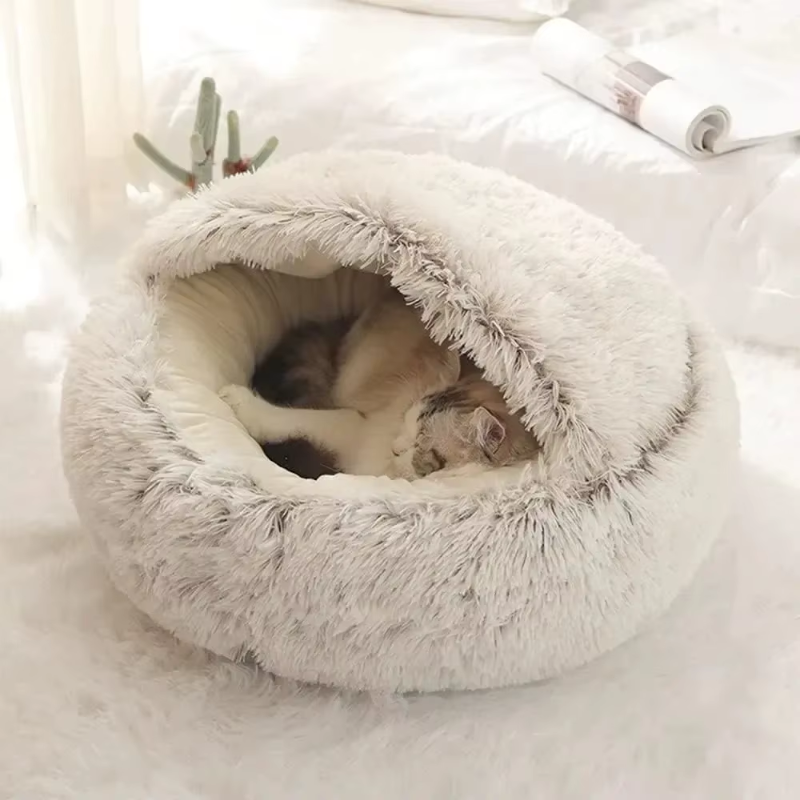 Ultra-Soft Plush Round Bed for Cats & Small Dogs